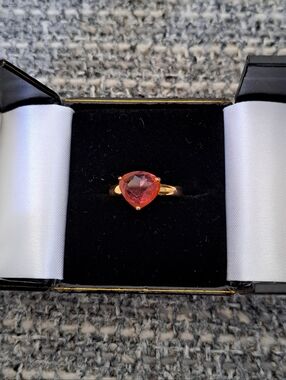 Gold Ring with Triangle-Shaped Orange Gemstone